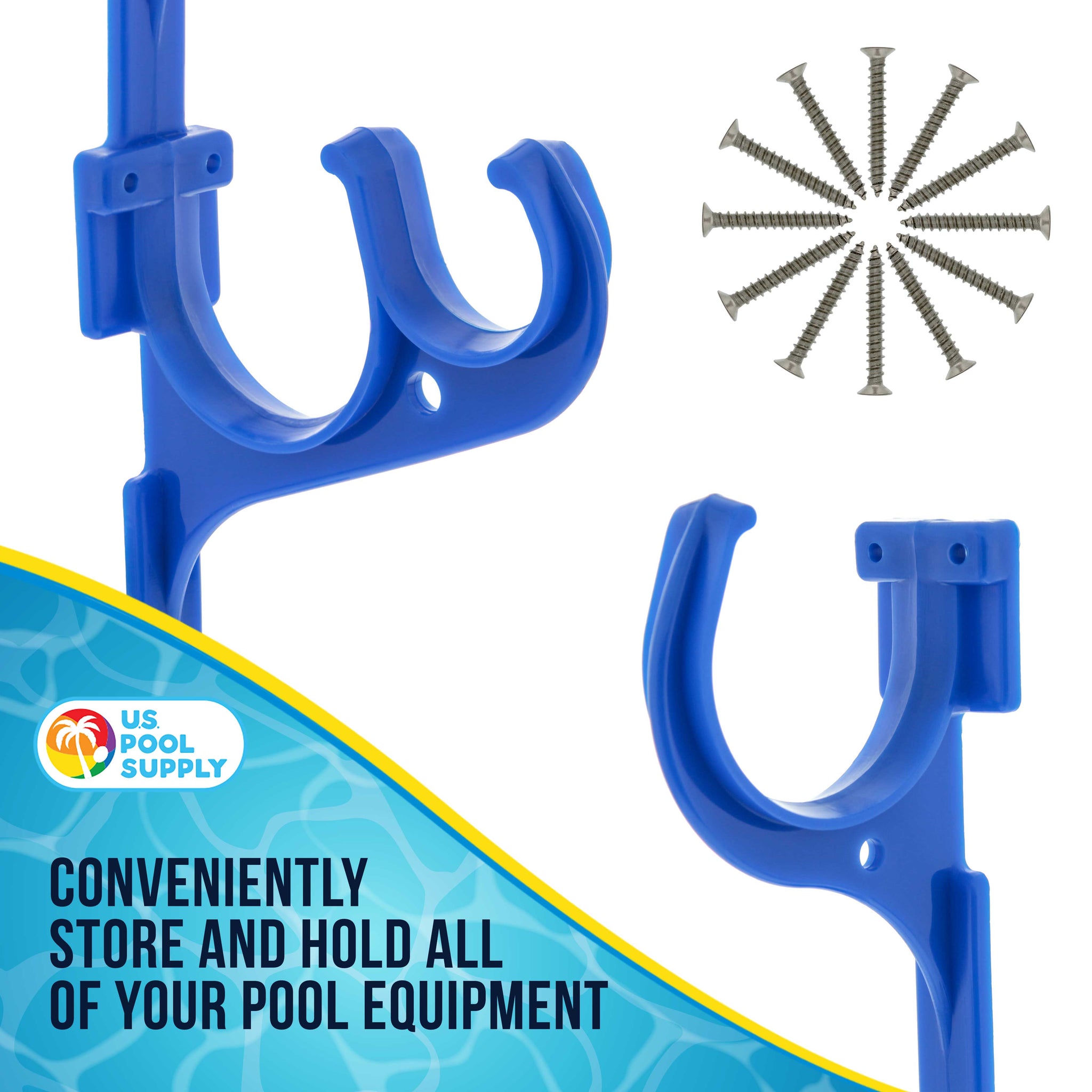 Set of 2 Plastic Pool Hangers for Telescopic Poles - Store Poles with Nets, Vacuums, Hoses & Attachments