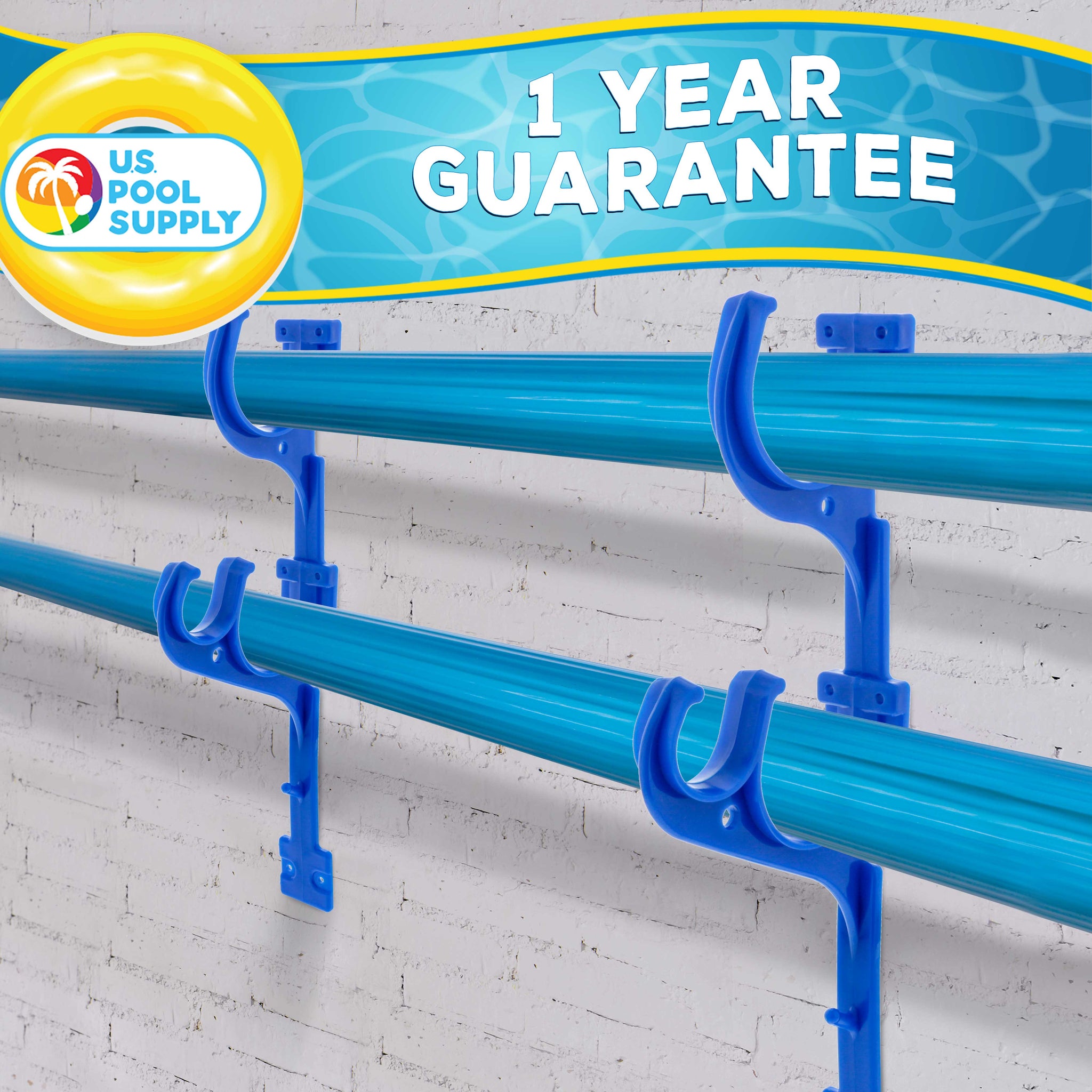 Set of 2 Plastic Pool Hangers for Telescopic Poles - Store Poles with Nets, Vacuums, Hoses & Attachments