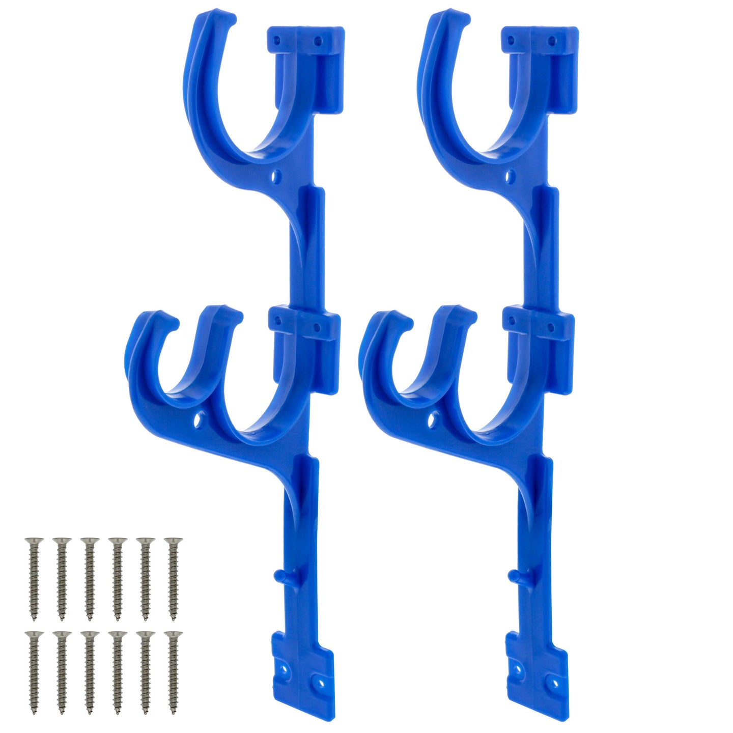 Set of 2 Plastic Pool Hangers for Telescopic Poles - Store Poles with Nets, Vacuums, Hoses & Attachments