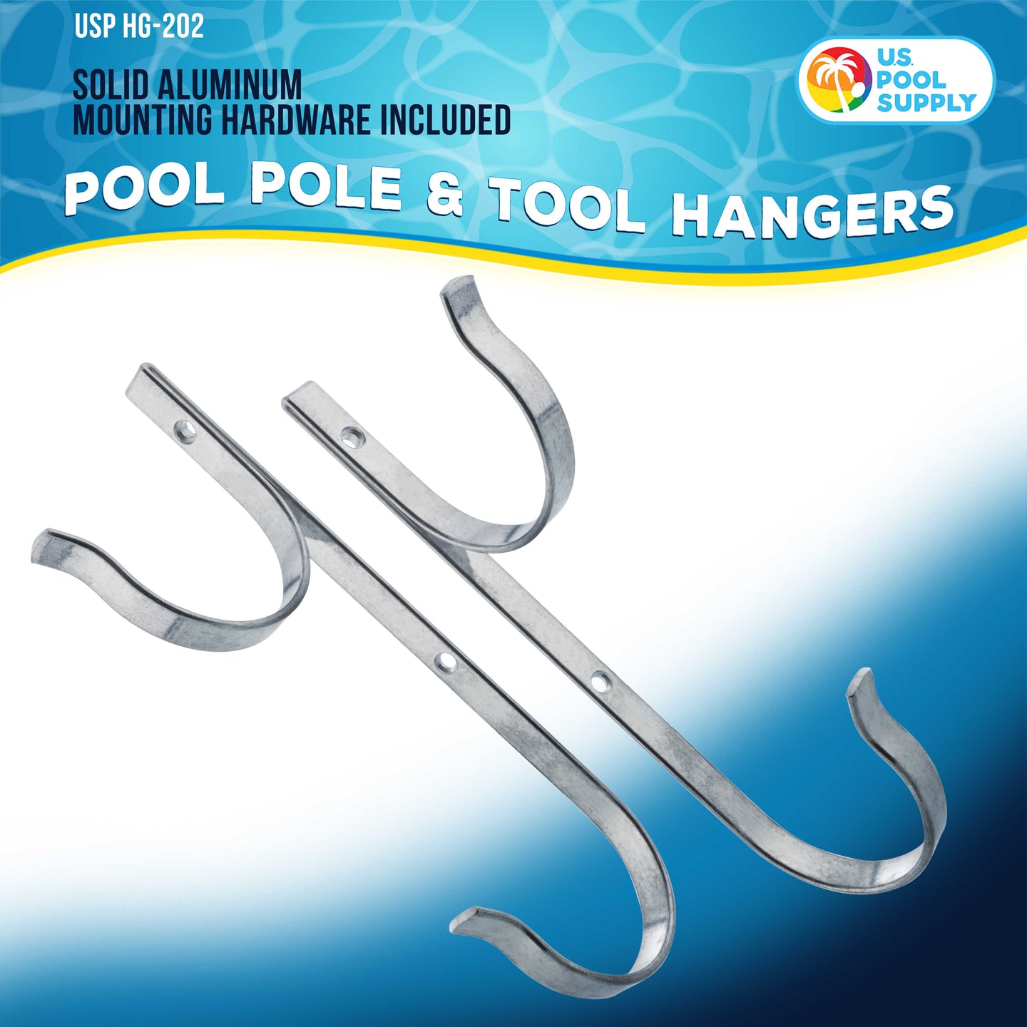 Set of 2 Aluminum Pool Hangers for Telescopic Poles - Store Poles with Nets, Vacuums, Hoses & Attachments