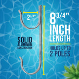 Set of 2 Aluminum Pool Hangers for Telescopic Poles - Store Poles with Nets, Vacuums, Hoses & Attachments