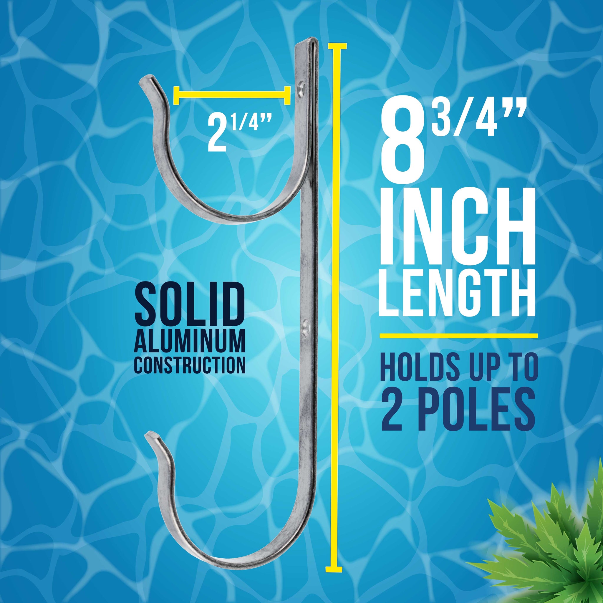 Set of 2 Aluminum Pool Hangers for Telescopic Poles - Store Poles with Nets, Vacuums, Hoses & Attachments