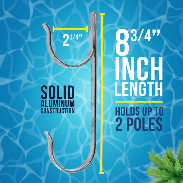 U.S. Pool Supply® Set of 2 Aluminum Pool Hangers for Telescopic Poles - Store Poles with Nets, Vacuums, Hoses & Attachments