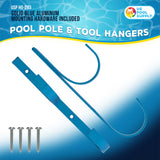 Set of 2 Blue Aluminum Pool Hangers for Telescopic Poles - Store Poles with Nets, Vacuums, Hoses & Attachments - Organize Swimming Pool Area, Accessory Equipment