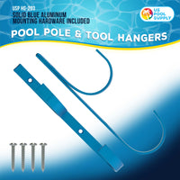 Set of 2 Blue Aluminum Pool Hangers for Telescopic Poles - Store Poles with Nets, Vacuums, Hoses & Attachments - Organize Swimming Pool Area, Accessory Equipment