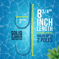 Set of 2 Blue Aluminum Pool Hangers for Telescopic Poles - Store Poles with Nets, Vacuums, Hoses & Attachments - Organize Swimming Pool Area, Accessory Equipment