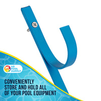 Set of 2 Blue Aluminum Pool Hangers for Telescopic Poles - Store Poles with Nets, Vacuums, Hoses & Attachments - Organize Swimming Pool Area, Accessory Equipment