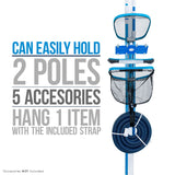 Pool Cleaning Accessory Organizer and Holder Rack - Store Poles, Brushes, Nets, Vacuums - Caddy Hanger for Swimming Pool Spa Attachment Accessories