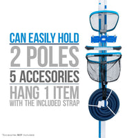 Pool Cleaning Accessory Organizer and Holder Rack - Store Poles, Brushes, Nets, Vacuums - Caddy Hanger for Swimming Pool Spa Attachment Accessories