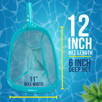 Pool Maintenance Kit with Leaf Skimmer Net, Brush & Adjustable Telescopic Pole - 6" Deep Mesh Netting, Nylon Brush Clean Sweep Debris