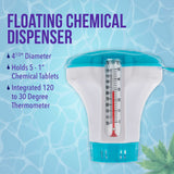 Heavy-Duty Spa, Hot Tub, Pond Cleaning & Maintenance Set - Skimmer Net, Deep Fine Mesh Netting, Scrub Brush, 4 Foot Pole, Floating Chlorine Dispenser