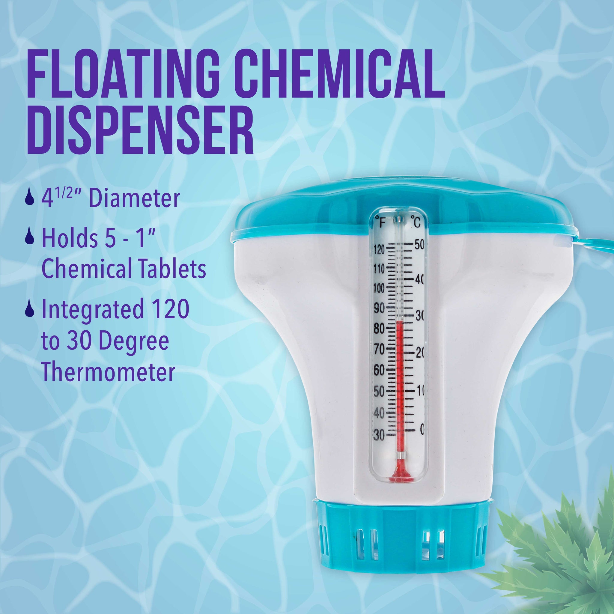 Heavy-Duty Spa, Hot Tub, Pond Cleaning & Maintenance Set - Skimmer Net, Deep Fine Mesh Netting, Scrub Brush, 4 Foot Pole, Floating Chlorine Dispenser