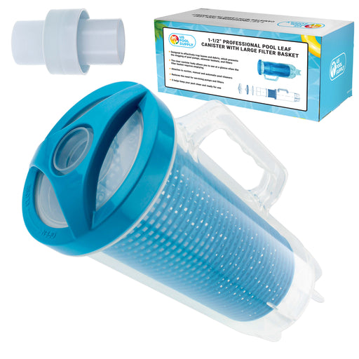 U.S. Pool Supply® In-line Pool Leaf Canister with Large Plastic Mesh Basket & Mesh Bag - Fits 1-1/2” Pool Cleaner Vacuum Hose Sections - Skims Leaves, Prevents Clogging