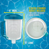 Professional In-line Pool Leaf Canister with Plastic Mesh Filter Basket - Fits 1-1/2” Swimming Pool Cleaner Vacuum Hose Sections - Skim Leaves