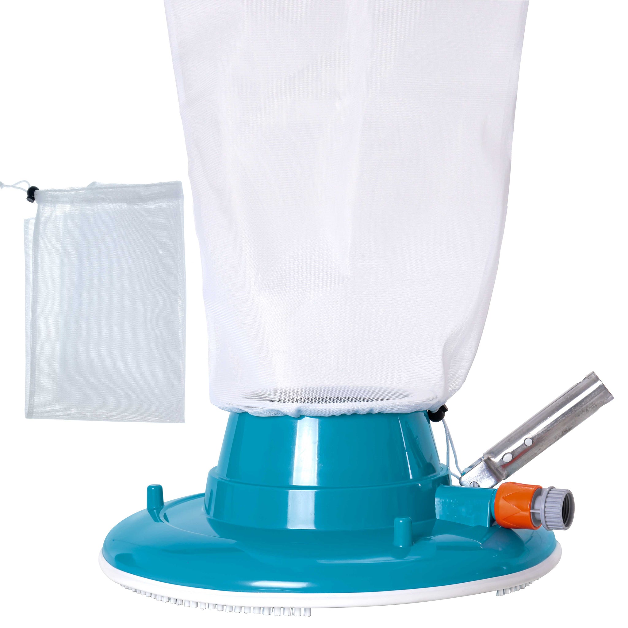 Professional Swimming Pool Leaf Terminator Vacuum - 15" Body, 8 Pressure Jets, 4 Rotating Wheels, 3 Perimeter Brushes, 2 Leaf Bags