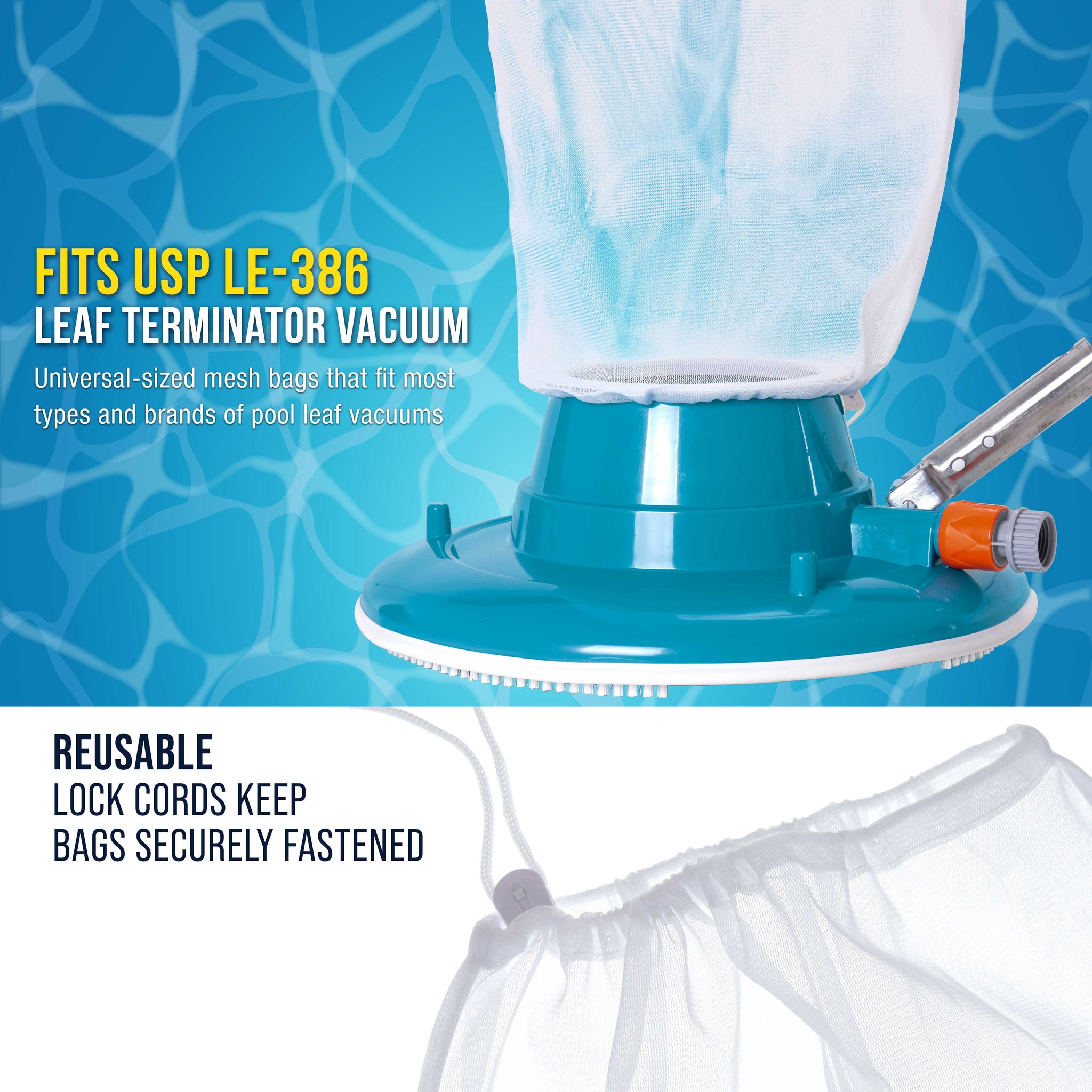 Fine Mesh Filter Bags for Leaf Vacuum Pool Cleaners, 2 Pack - Large 16" x 20" Replacement Net Bags, Holds Leaves Debris Universal Fit