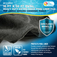 Ground Shield 16-Foot x 32-Foot Oval Heavy Duty Pool Liner Pad for Above Ground Swimming Pools, Protects Pool Liner Prevents Puncture
