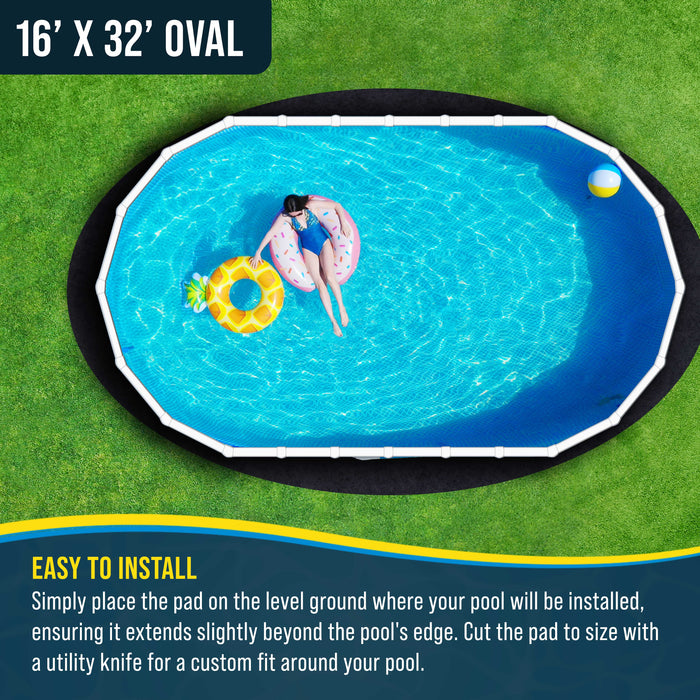 U.S. Pool Supply Armour Shield 16-Foot x 32-Foot Oval Heavy Duty Pool Liner Pad for Above Ground Swimming Pools, Protects Pool Liner Prevents Puncture