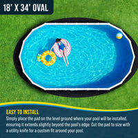 Ground Shield 18-Foot x 34-Foot Oval Heavy Duty Pool Liner Pad for Above Ground Swimming Pools, Protects Pool Liner Prevents Puncture