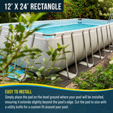 12-Foot x 24-Foot Rectangle Heavy Duty Pool Liner Pad for Above Ground Swimming Pools - Protects Pool Liner, Prevents Punctures