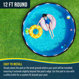 12-Foot Round Heavy Duty Pool Liner Pad for Above Ground Swimming Pools - Protects Pool Liner, Prevents Punctures Weed Barrier Fabric