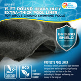 Ground Shield 15-Foot Round Heavy Duty Pool Liner Pad for Above Ground Swimming Pools - Protects Pool Liner, Prevents Punctures, Weed Barrier, Eco-Friendly Fabric