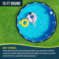 Ground Shield 15-Foot Round Heavy Duty Pool Liner Pad for Above Ground Swimming Pools - Protects Pool Liner, Prevents Punctures, Weed Barrier, Eco-Friendly Fabric