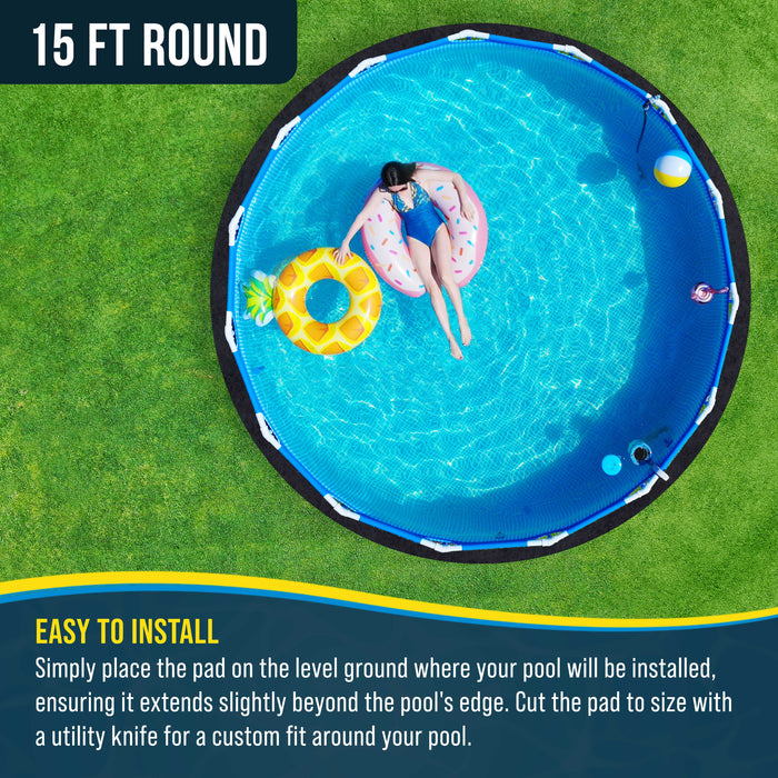 U.S. Pool Supply Ground Shield 15-Foot Round Heavy Duty Pool Liner Pad for Above Ground Swimming Pools - Protects Pool Liner, Prevents Punctures, Weed Barrier, Eco-Friendly Fabric