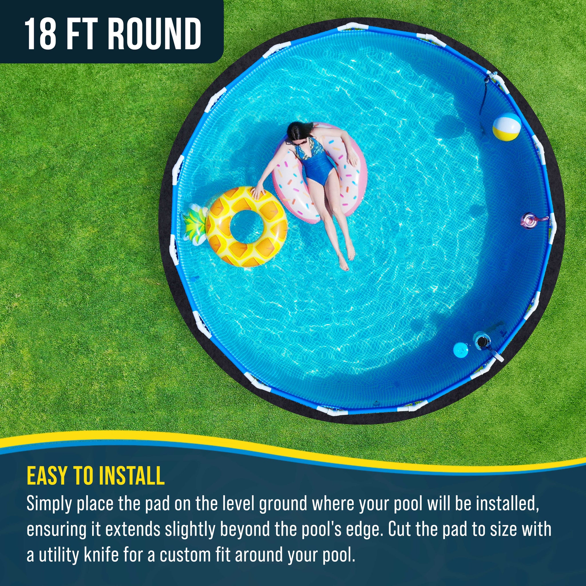 18-Foot Round Heavy Duty Pool Liner Pad for Above Ground Swimming Pools - Protects Pool Liner, Prevents Punctures Weed Barrier Fabric