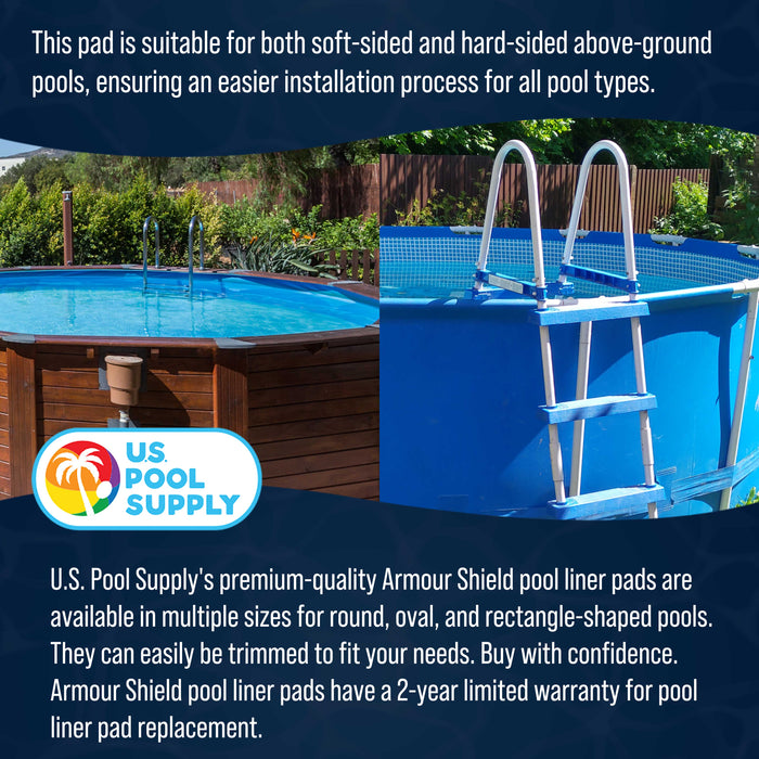 U.S. Pool Supply 18-Foot Round Heavy Duty Pool Liner Pad for Above Ground Swimming Pools - Protects Pool Liner, Prevents Punctures Weed Barrier Fabric