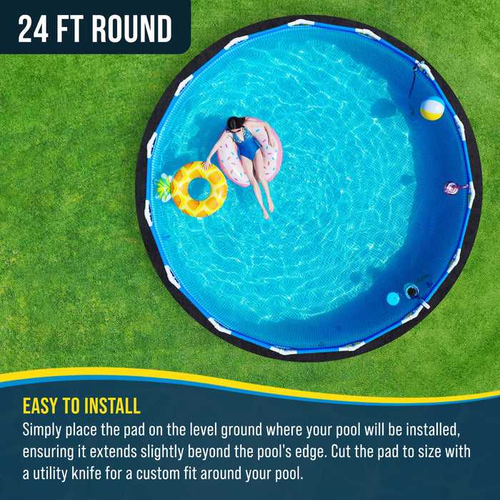 U.S. Pool Supply 24-Foot Round Heavy Duty Pool Liner Pad for Above Ground Swimming Pools - Protects Pool Liner, Prevents Punctures Weed Barrier Fabric