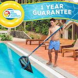Professional Heavy Duty 19" Swimming Pool Leaf Skimmer Rake with Strong Reinforced Aluminum Frame Handle, Deep Net Bag - Commercial Grade