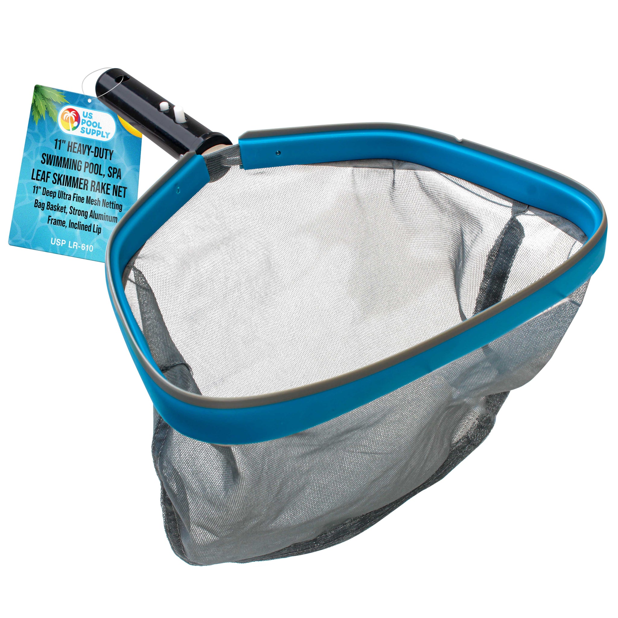 11" Swimming Pool, Spa Leaf Skimmer Rake Net - 11" Deep Ultra Fine Mesh Netting Bag Basket, Strong Aluminum Frame, Inclined Lip