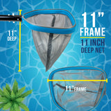 11" Swimming Pool, Spa Leaf Skimmer Rake Net - 11" Deep Ultra Fine Mesh Netting Bag Basket, Strong Aluminum Frame, Inclined Lip