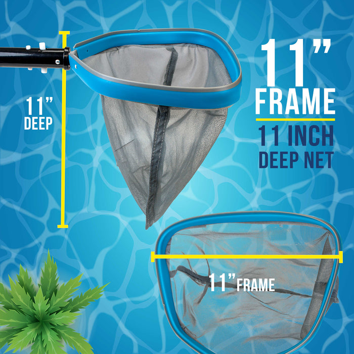 U.S. Pool Supply 11" Swimming Pool, Spa Leaf Skimmer Rake Net - 11" Deep Ultra Fine Mesh Netting Bag Basket, Strong Aluminum Frame, Inclined Lip