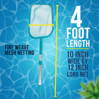 U.S. Pool Supply® Economy Pool Leaf Skimmer Net with Adjustable 4 Foot Telescopic Pole