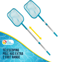 U.S. Pool Supply® Economy Pool Leaf Skimmer Net with Adjustable 4 Foot Telescopic Pole