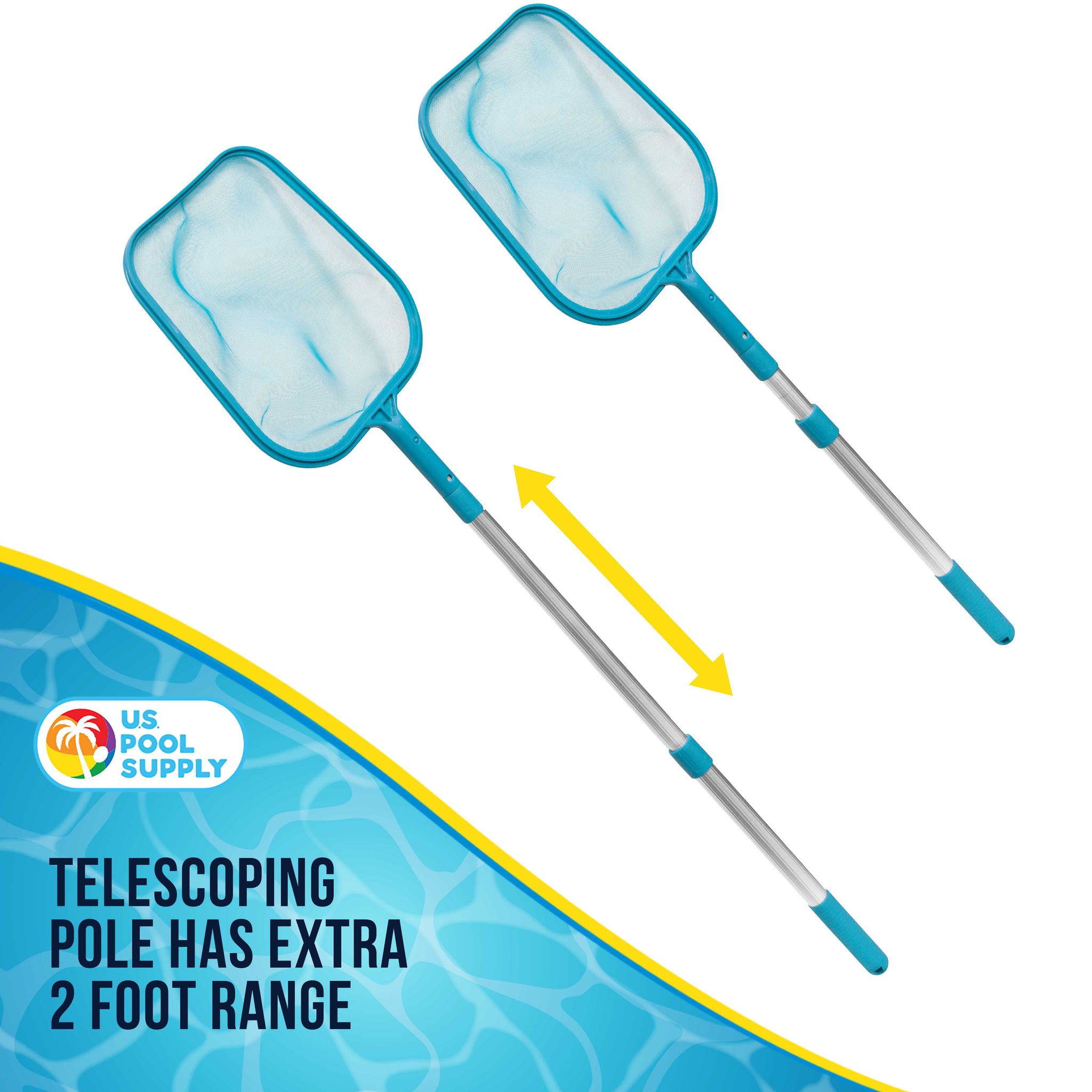 U.S. Pool Supply® Economy Pool Leaf Skimmer Net with Adjustable 4 Foot Telescopic Pole