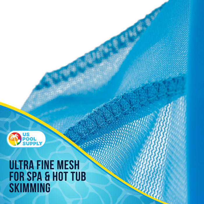 U.S. Pool Supply® Professional Spa, Hot Tub, Pool Hand Leaf Skimmer Net with 12" Aluminum Pole - Deep Ultra Fine Mesh Netting Bag Basket, Clean the Finest Debris