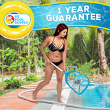 Professional Spa, Hot Tub, Pool Hand Leaf Skimmer Net with 12" Aluminum Pole - Deep Ultra Fine Mesh Netting Bag Basket, Clean the Finest Debris
