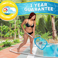 Professional Spa, Hot Tub, Pool Hand Leaf Skimmer Net with 12" Aluminum Pole - Deep Ultra Fine Mesh Netting Bag Basket, Clean the Finest Debris