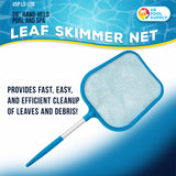 Professional Spa, Hot Tub, Pool Hand Leaf Skimmer Net, 26" Long with 12" Aluminum Pole - Fine Mesh Netting, Cleanout Leaves, Debris