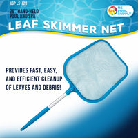 Professional Spa, Hot Tub, Pool Hand Leaf Skimmer Net, 26" Long with 12" Aluminum Pole - Fine Mesh Netting, Cleanout Leaves, Debris
