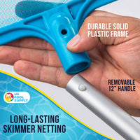 Professional Spa, Hot Tub, Pool Hand Leaf Skimmer Net, 26" Long with 12" Aluminum Pole - Fine Mesh Netting, Cleanout Leaves, Debris