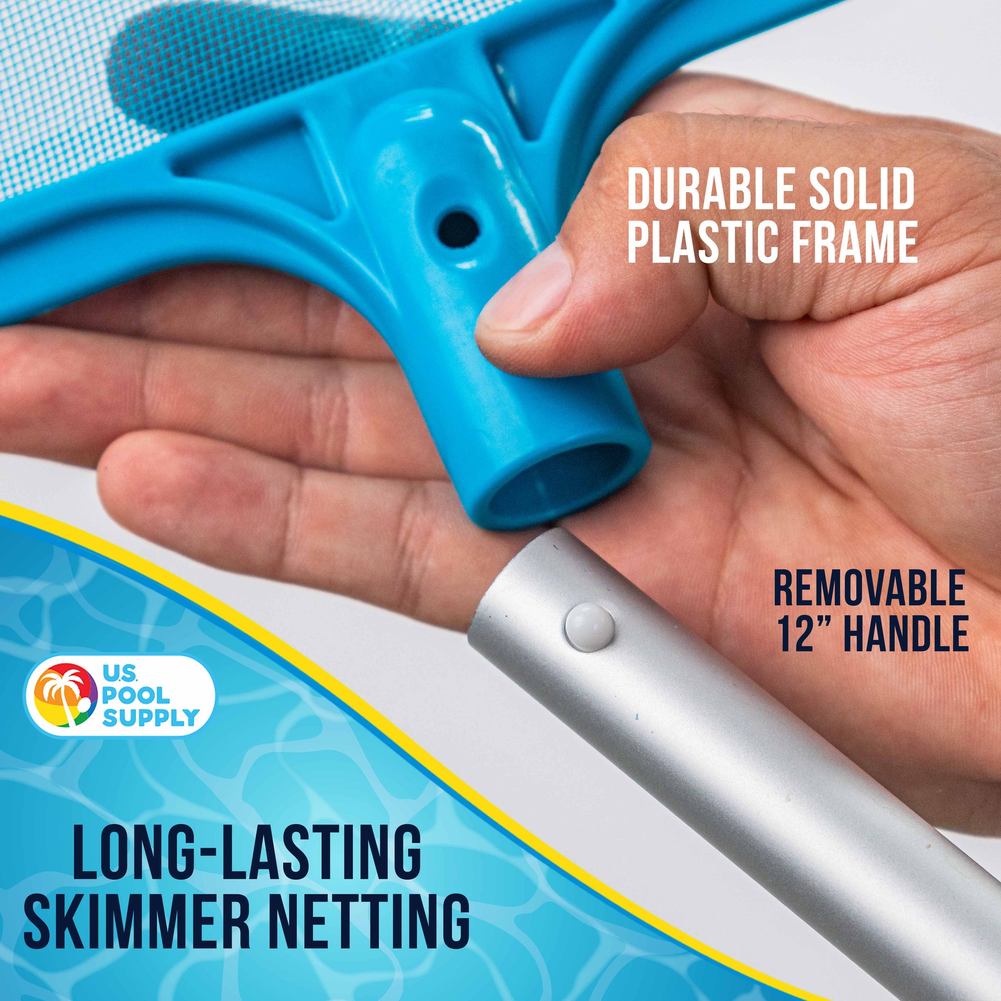 Professional Spa, Hot Tub, Pool Hand Leaf Skimmer Net, 26" Long with 12" Aluminum Pole - Fine Mesh Netting, Cleanout Leaves, Debris