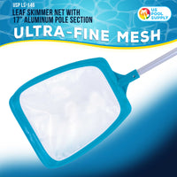 Professional Spa, Hot Tub, Pool Hand Leaf Skimmer Net, 17" Aluminum Pole - Ultra Fine Mesh Netting, Clean Fine Debris, Pond, Kid Pool