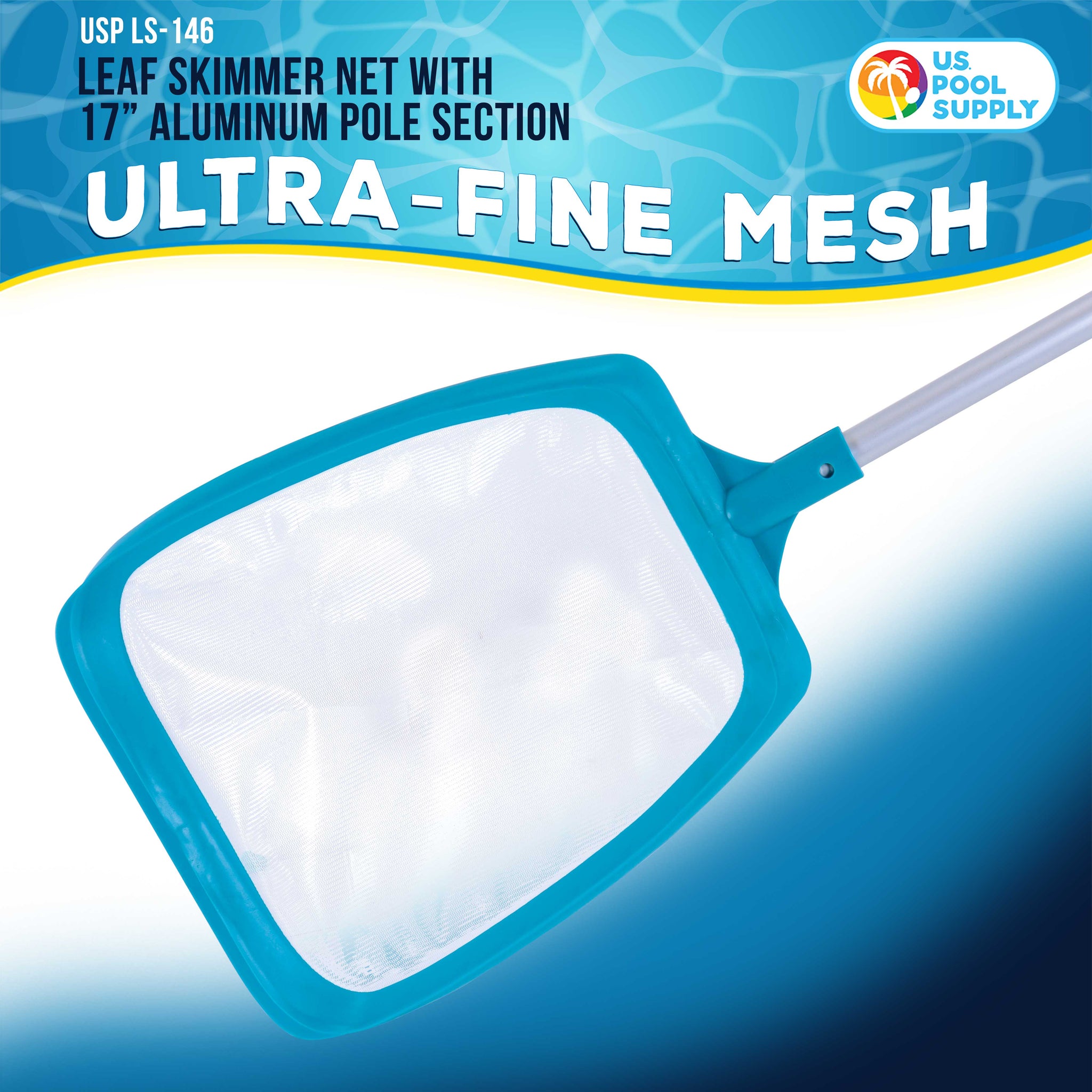 Professional Spa, Hot Tub, Pool Hand Leaf Skimmer Net, 17" Aluminum Pole - Ultra Fine Mesh Netting, Clean Fine Debris, Pond, Kid Pool