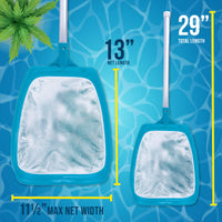 Professional Spa, Hot Tub, Pool Hand Leaf Skimmer Net, 17" Aluminum Pole - Ultra Fine Mesh Netting, Clean Fine Debris, Pond, Kid Pool