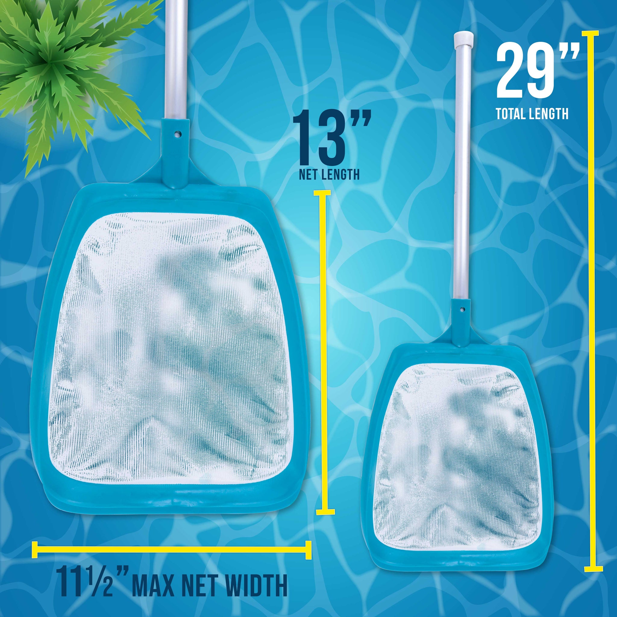 Professional Spa, Hot Tub, Pool Hand Leaf Skimmer Net, 17" Aluminum Pole - Ultra Fine Mesh Netting, Clean Fine Debris, Pond, Kid Pool