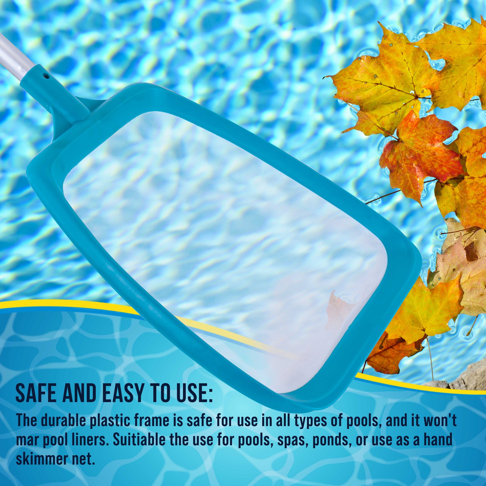 Professional Spa, Hot Tub, Pool Hand Leaf Skimmer Net, 17" Aluminum Pole - Ultra Fine Mesh Netting, Clean Fine Debris, Pond, Kid Pool